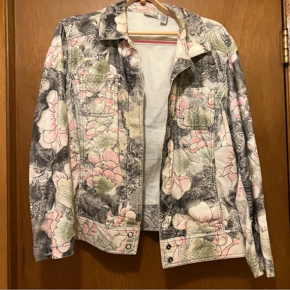 Chico’s Floral Corduroy Jacket Sz 3 XL 16